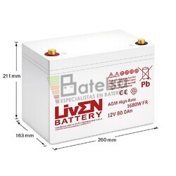 Bater�a 12 Voltios 80 Amperios LVHR12-1680W | Liven Battery